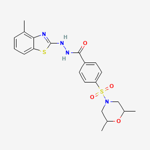 molecular formula C21H24N4O4S2 B3019847 4-((2,6-dimethylmorpholino)sulfonyl)-N'-(4-methylbenzo[d]thiazol-2-yl)benzohydrazide CAS No. 851977-96-3