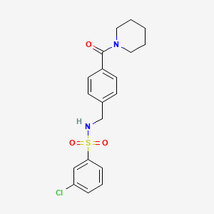 molecular formula C19H21ClN2O3S B3019856 3-chloro-N-[4-(1-piperidinylcarbonyl)benzyl]benzenesulfonamide CAS No. 690245-46-6