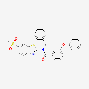 molecular formula C28H22N2O4S2 B3019862 N-benzyl-N-(6-(methylsulfonyl)benzo[d]thiazol-2-yl)-3-phenoxybenzamide CAS No. 923477-32-1