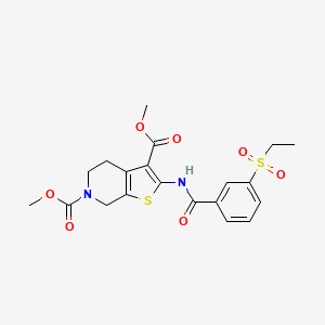 molecular formula C20H22N2O7S2 B3019868 dimethyl 2-(3-(ethylsulfonyl)benzamido)-4,5-dihydrothieno[2,3-c]pyridine-3,6(7H)-dicarboxylate CAS No. 886943-22-2