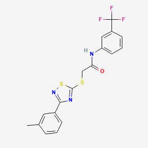 molecular formula C18H14F3N3OS2 B3019877 2-((3-(m-tolyl)-1,2,4-thiadiazol-5-yl)thio)-N-(3-(trifluoromethyl)phenyl)acetamide CAS No. 864918-03-6