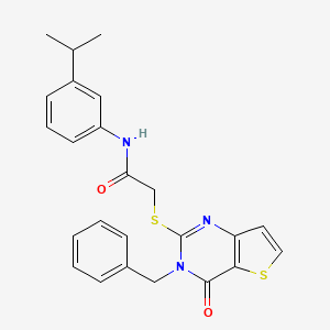 molecular formula C24H23N3O2S2 B3019879 2-[(3-benzyl-4-oxo-3,4-dihydrothieno[3,2-d]pyrimidin-2-yl)sulfanyl]-N-[3-(propan-2-yl)phenyl]acetamide CAS No. 1252919-52-0