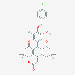 molecular formula C33H35Cl2NO6 B301988 (9-{3-chloro-4-[(4-chlorobenzyl)oxy]-5-methoxyphenyl}-3,3,6,6-tetramethyl-1,8-dioxo-2,3,4,5,6,7,8,9-octahydro-10(1H)-acridinyl)acetic acid 