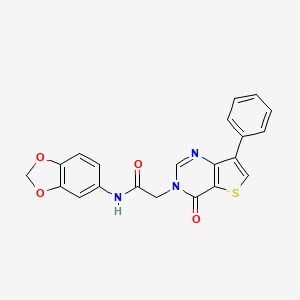 molecular formula C21H15N3O4S B3019880 N-(1,3-benzodioxol-5-yl)-2-(4-oxo-7-phenylthieno[3,2-d]pyrimidin-3(4H)-yl)acetamide CAS No. 1105224-28-9