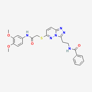 molecular formula C24H24N6O4S B3019881 N-(2-(6-((2-((3,4-dimethoxyphenyl)amino)-2-oxoethyl)thio)-[1,2,4]triazolo[4,3-b]pyridazin-3-yl)ethyl)benzamide CAS No. 872994-00-8