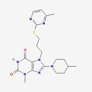 3-Methyl-8-(4-methylpiperidin-1-yl)-7-[3-(4-methylpyrimidin-2-yl)sulfanylpropyl]purine-2,6-dione