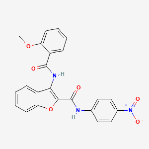 molecular formula C23H17N3O6 B3019887 3-(2-methoxybenzamido)-N-(4-nitrophenyl)benzofuran-2-carboxamide CAS No. 887897-67-8
