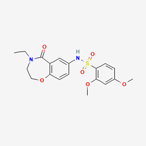 molecular formula C19H22N2O6S B3019909 N-(4-ethyl-5-oxo-2,3,4,5-tetrahydrobenzo[f][1,4]oxazepin-7-yl)-2,4-dimethoxybenzenesulfonamide CAS No. 922062-52-0