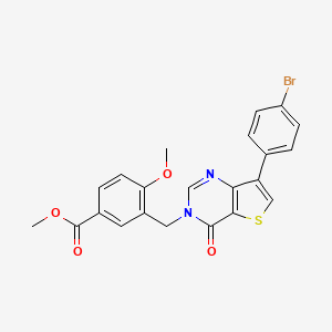 molecular formula C22H17BrN2O4S B3019913 methyl 3-{[7-(4-bromophenyl)-4-oxothieno[3,2-d]pyrimidin-3(4H)-yl]methyl}-4-methoxybenzoate CAS No. 1207025-29-3