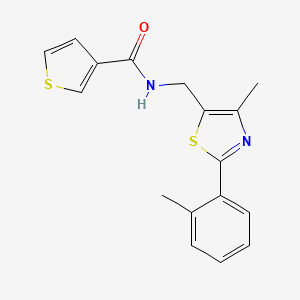 molecular formula C17H16N2OS2 B3019932 N-((4-methyl-2-(o-tolyl)thiazol-5-yl)methyl)thiophene-3-carboxamide CAS No. 1448136-38-6