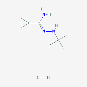 molecular formula C8H18ClN3 B3019955 N-(tert-butylamino)cyclopropanecarboximidamide hydrochloride CAS No. 1955539-73-7