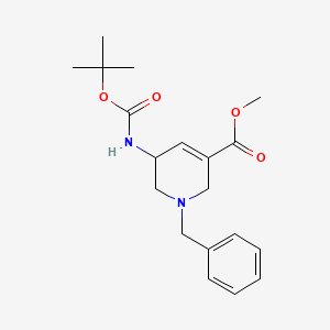 molecular formula C19H26N2O4 B3019970 Methyl 1-benzyl-5-(tert-butoxycarbonylamino)-1,2,5,6-tetrahydropyridine-3-carboxylate CAS No. 1823791-42-9