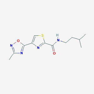 molecular formula C12H16N4O2S B3019975 N~2~-isopentyl-4-(3-methyl-1,2,4-oxadiazol-5-yl)-1,3-thiazole-2-carboxamide CAS No. 1286703-45-4