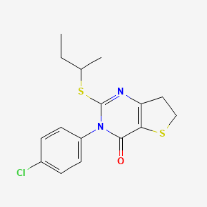 molecular formula C16H17ClN2OS2 B3019981 2-(sec-butylthio)-3-(4-chlorophenyl)-6,7-dihydrothieno[3,2-d]pyrimidin-4(3H)-one CAS No. 687564-56-3