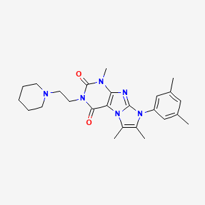 molecular formula C25H32N6O2 B3019997 8-(3,5-dimethylphenyl)-1,6,7-trimethyl-3-(2-(piperidin-1-yl)ethyl)-1H-imidazo[2,1-f]purine-2,4(3H,8H)-dione CAS No. 900263-62-9