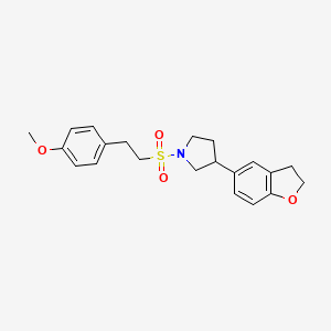 molecular formula C21H25NO4S B3019998 3-(2,3-Dihydro-1-benzofuran-5-yl)-1-[2-(4-methoxyphenyl)ethanesulfonyl]pyrrolidine CAS No. 2097868-97-6