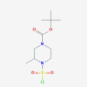 molecular formula C10H19ClN2O4S B3020000 Tert-butyl 4-chlorosulfonyl-3-methylpiperazine-1-carboxylate CAS No. 2287340-29-6