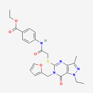 molecular formula C24H25N5O5S B3020005 ethyl 4-(2-((1-ethyl-6-(furan-2-ylmethyl)-3-methyl-7-oxo-6,7-dihydro-1H-pyrazolo[4,3-d]pyrimidin-5-yl)thio)acetamido)benzoate CAS No. 1358831-78-3