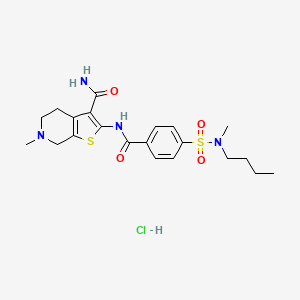 molecular formula C21H29ClN4O4S2 B3020009 2-(4-(N-butyl-N-methylsulfamoyl)benzamido)-6-methyl-4,5,6,7-tetrahydrothieno[2,3-c]pyridine-3-carboxamide hydrochloride CAS No. 1215514-80-9