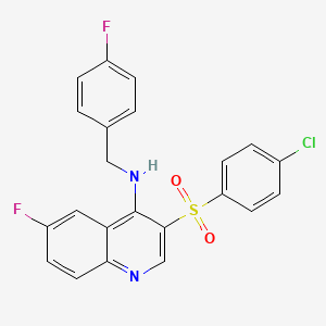 molecular formula C22H15ClF2N2O2S B3020021 3-((4-chlorophenyl)sulfonyl)-6-fluoro-N-(4-fluorobenzyl)quinolin-4-amine CAS No. 895642-38-3