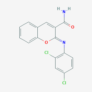 molecular formula C16H10Cl2N2O2 B3020023 (Z)-2-((2,4-dichlorophenyl)imino)-2H-chromene-3-carboxamide CAS No. 313985-61-4