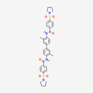 molecular formula C36H38N4O6S2 B3020029 N-[2-methyl-4-[3-methyl-4-[(4-pyrrolidin-1-ylsulfonylbenzoyl)amino]phenyl]phenyl]-4-pyrrolidin-1-ylsulfonylbenzamide CAS No. 321555-40-2