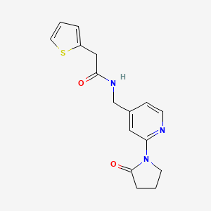 molecular formula C16H17N3O2S B3020035 N-((2-(2-oxopyrrolidin-1-yl)pyridin-4-yl)methyl)-2-(thiophen-2-yl)acetamide CAS No. 2034523-83-4