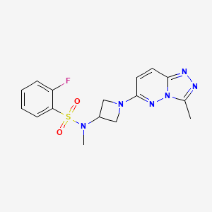 molecular formula C16H17FN6O2S B3020040 2-fluoro-N-methyl-N-(1-(3-methyl-[1,2,4]triazolo[4,3-b]pyridazin-6-yl)azetidin-3-yl)benzenesulfonamide CAS No. 2320680-88-2