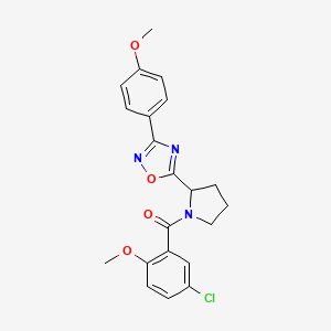 molecular formula C21H20ClN3O4 B3020049 5-[1-(5-Chloro-2-methoxybenzoyl)pyrrolidin-2-yl]-3-(4-methoxyphenyl)-1,2,4-oxadiazole CAS No. 1798454-27-9