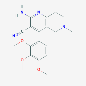 molecular formula C19H22N4O3 B3020053 2-Amino-6-methyl-4-(2,3,4-trimethoxyphenyl)-5,6,7,8-tetrahydro-1,6-naphthyridine-3-carbonitrile CAS No. 873571-15-4
