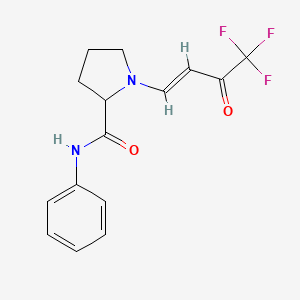 molecular formula C15H15F3N2O2 B3020058 (E)-N-phenyl-1-(4,4,4-trifluoro-3-oxobut-1-en-1-yl)pyrrolidine-2-carboxamide CAS No. 477181-62-7