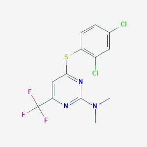 molecular formula C13H10Cl2F3N3S B3020062 4-(2,4-dichlorophenyl)sulfanyl-N,N-dimethyl-6-(trifluoromethyl)pyrimidin-2-amine CAS No. 338792-29-3