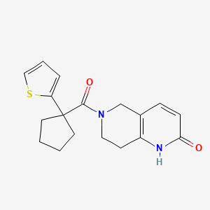 molecular formula C18H20N2O2S B3020066 6-(1-(thiophen-2-yl)cyclopentanecarbonyl)-5,6,7,8-tetrahydro-1,6-naphthyridin-2(1H)-one CAS No. 1421492-19-4