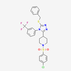 4-[5-Benzylsulfanyl-4-[3-(trifluoromethyl)phenyl]-1,2,4-triazol-3-yl]-1-(4-chlorophenyl)sulfonylpiperidine