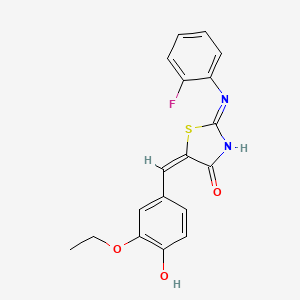 (2E,5E)-5-(3-ethoxy-4-hydroxybenzylidene)-2-((2-fluorophenyl)imino)thiazolidin-4-one