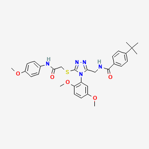 molecular formula C31H35N5O5S B3020092 4-tert-butyl-N-[[4-(2,5-dimethoxyphenyl)-5-[2-(4-methoxyanilino)-2-oxoethyl]sulfanyl-1,2,4-triazol-3-yl]methyl]benzamide CAS No. 394224-44-3