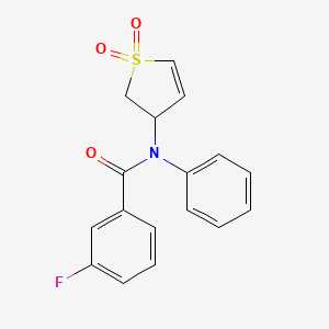 molecular formula C17H14FNO3S B3020112 N-(1,1-dioxo-2,3-dihydrothiophen-3-yl)-3-fluoro-N-phenylbenzamide CAS No. 838592-14-6