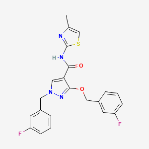 molecular formula C22H18F2N4O2S B3020119 1-(3-fluorobenzyl)-3-((3-fluorobenzyl)oxy)-N-(4-methylthiazol-2-yl)-1H-pyrazole-4-carboxamide CAS No. 1014068-31-5