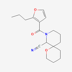 molecular formula C18H24N2O3 B3020123 8-(2-Propylfuran-3-carbonyl)-1-oxa-8-azaspiro[5.5]undecane-7-carbonitrile CAS No. 2093854-40-9