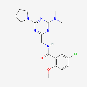 molecular formula C18H23ClN6O2 B3020124 5-chloro-N-((4-(dimethylamino)-6-(pyrrolidin-1-yl)-1,3,5-triazin-2-yl)methyl)-2-methoxybenzamide CAS No. 2034419-68-4
