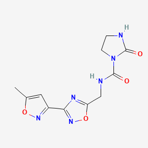 molecular formula C11H12N6O4 B3020125 N-((3-(5-methylisoxazol-3-yl)-1,2,4-oxadiazol-5-yl)methyl)-2-oxoimidazolidine-1-carboxamide CAS No. 1904017-62-4