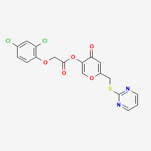 4-oxo-6-((pyrimidin-2-ylthio)methyl)-4H-pyran-3-yl 2-(2,4-dichlorophenoxy)acetate