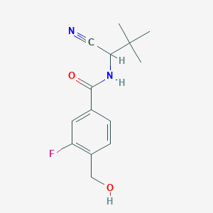 molecular formula C14H17FN2O2 B3020133 N-(1-Cyano-2,2-dimethylpropyl)-3-fluoro-4-(hydroxymethyl)benzamide CAS No. 2261065-07-8