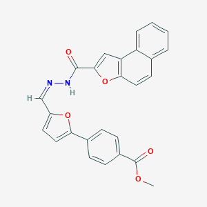 molecular formula C26H18N2O5 B302015 Methyl 4-{5-[2-(naphtho[2,1-b]furan-2-ylcarbonyl)carbohydrazonoyl]-2-furyl}benzoate 