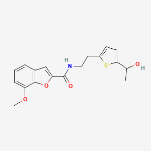 molecular formula C18H19NO4S B3020154 N-(2-(5-(1-hydroxyethyl)thiophen-2-yl)ethyl)-7-methoxybenzofuran-2-carboxamide CAS No. 2034344-90-4