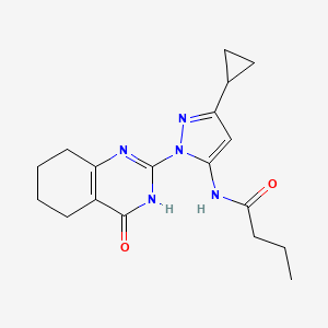 N-(3-cyclopropyl-1-(4-oxo-3,4,5,6,7,8-hexahydroquinazolin-2-yl)-1H-pyrazol-5-yl)butyramide