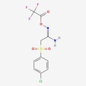 molecular formula C10H8ClF3N2O4S B3020165 (E)-[1-amino-2-(4-chlorobenzenesulfonyl)ethylidene]amino 2,2,2-trifluoroacetate CAS No. 1024791-10-3
