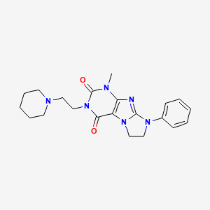 molecular formula C21H26N6O2 B3020166 1-methyl-8-phenyl-3-(2-(piperidin-1-yl)ethyl)-7,8-dihydro-1H-imidazo[2,1-f]purine-2,4(3H,6H)-dione CAS No. 919031-29-1