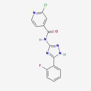 molecular formula C14H9ClFN5O B3020175 2-chloro-N-[3-(2-fluorophenyl)-1H-1,2,4-triazol-5-yl]pyridine-4-carboxamide CAS No. 1259094-59-1