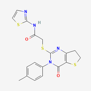 2-[[3-(4-methylphenyl)-4-oxo-6,7-dihydrothieno[3,2-d]pyrimidin-2-yl]thio]-N-(2-thiazolyl)acetamide